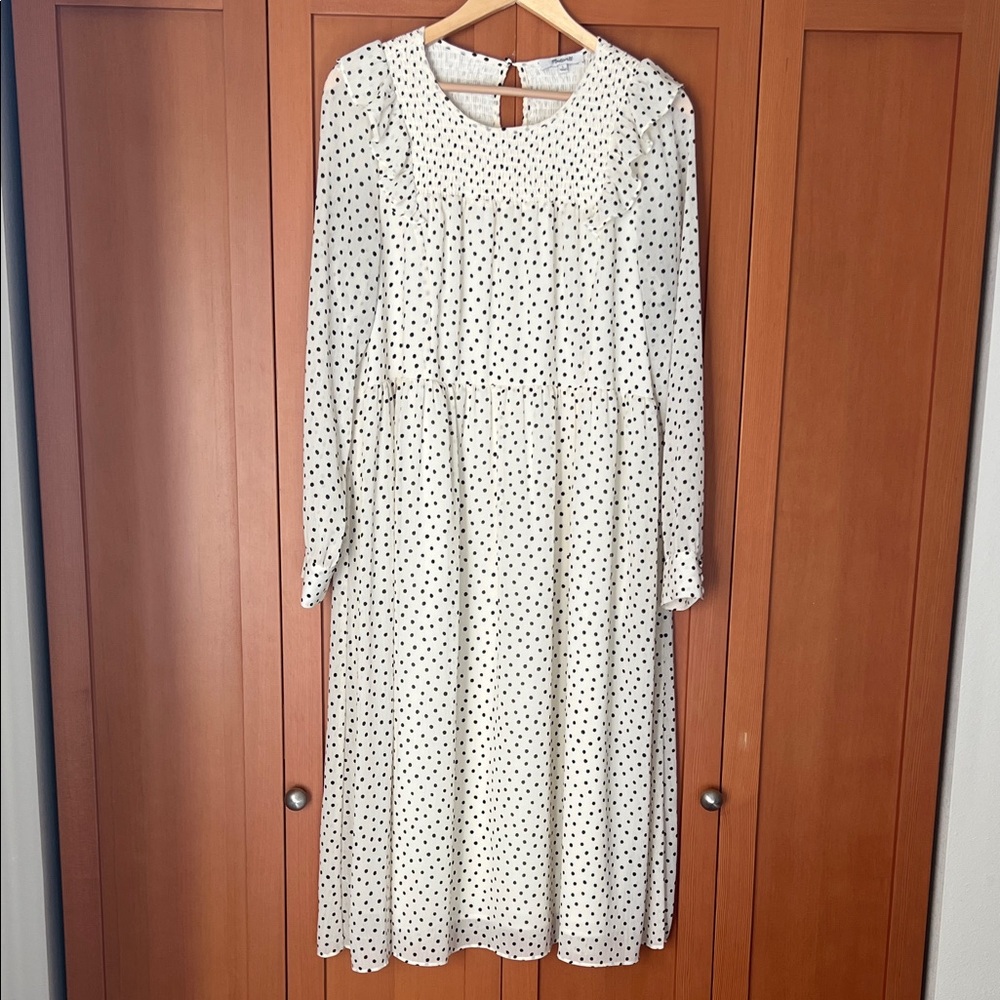 Madewell Elegant White Polka Dot Dress